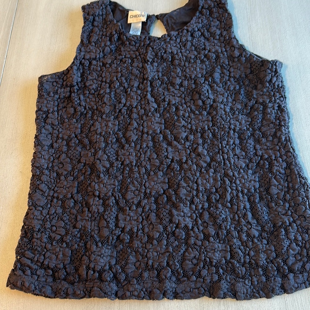 Like new Chico’s chocolate brown lacy tank (with lining) - size 1 (8).